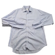 Charles Tyrwhitt Dress Shirt Mens 17 36/37 Blue Gingham Classic Fit Non Iron