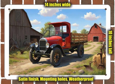 Metal Sign - 1922 Mack AB Flatbed Oil Painting - 14x10