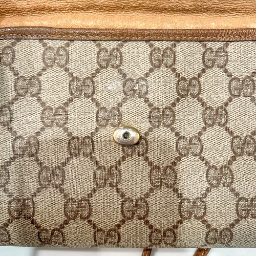 Vintage Gucci GG Logo Monogram Canvas Braun Leder Crossbody Handtasche Klein LESEN - Bild 20 von 24