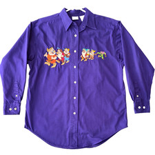 Disney Snow White and the Seven Dwarfs Purple Button-up Long-Sleeved Shirt sz S