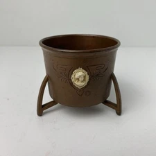 Benedict Athenic Bronze 1428 Footed Pot Planter Jar Cameo Arts & Crafts 2.75”