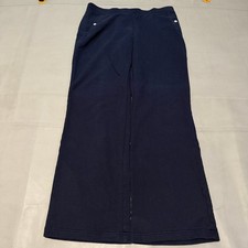 VTG Lauren Ralph Lauren Women Navy Cotton Knit Wide Leg Baggy Y2K Pant-M-8691