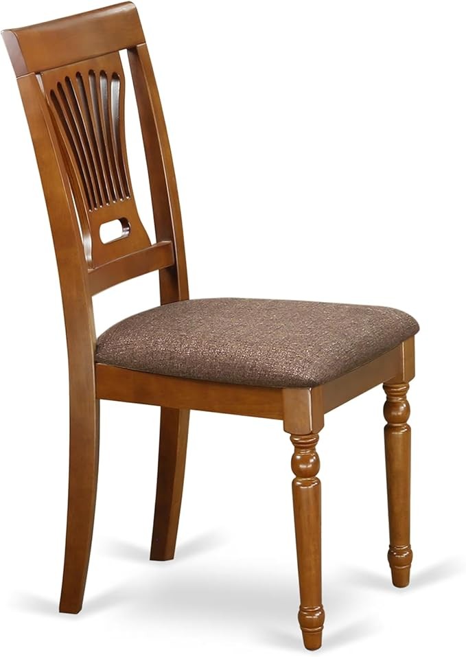 East West Furniture PVC-SBR-C Plainville Linen Fabric Chairs, 2 set,Saddle Brown