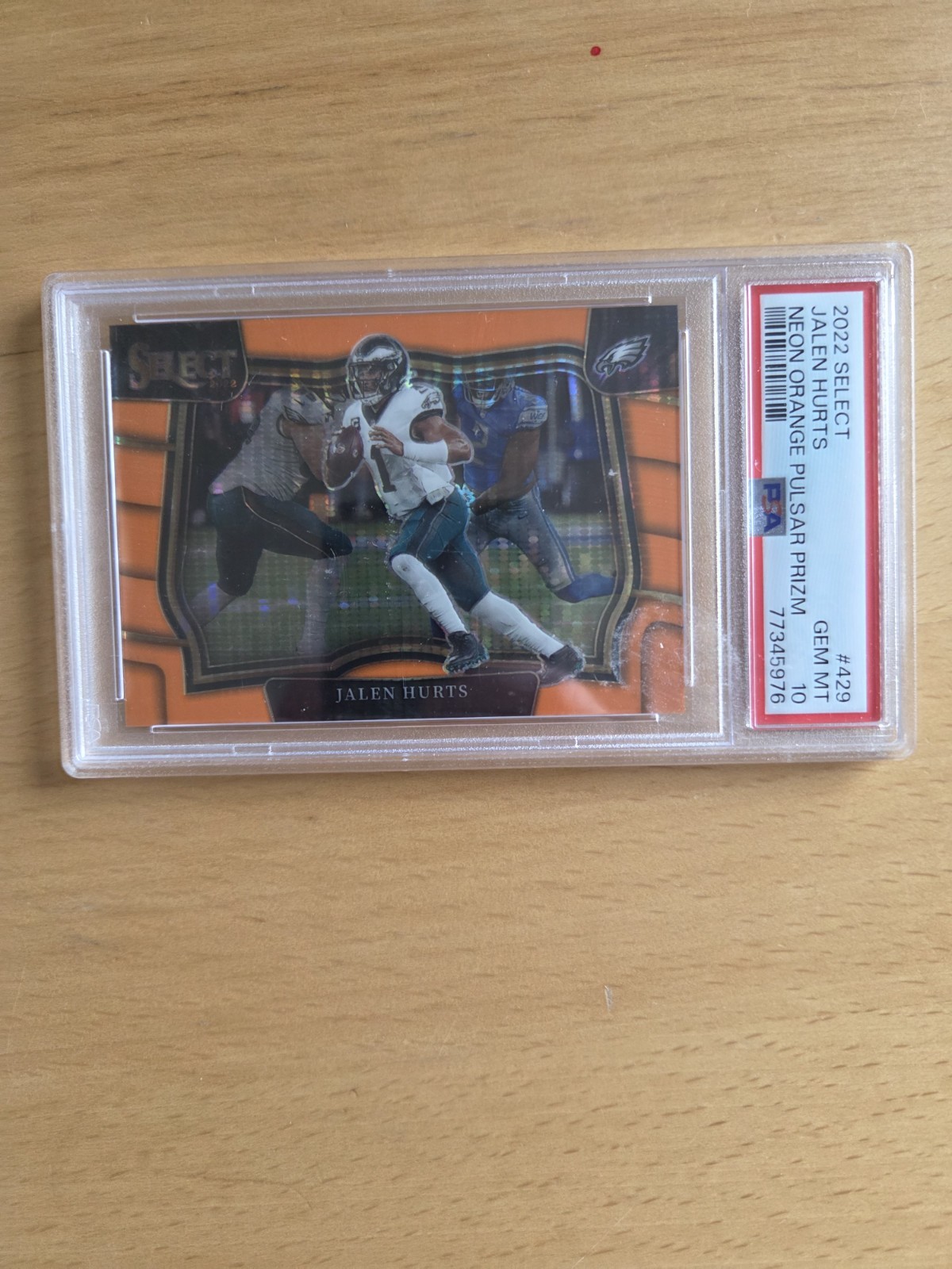 2022 Select Football Jalen Hurts Orange Pulsar /7 Field Level SSP