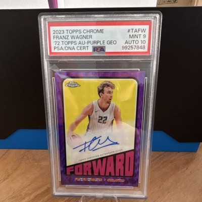 Topps Chrome 2023-24 Franz Wagner Magic #TA-FW Purple Geo Auto PSA 9/10