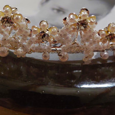 Silver Pearl Floral Bridal Metal Tiara Flowers Center 4595-0415 VEN 9601SILVER