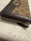 Gucci Brown/Black GG Monogram Zip-Around Wallet with Gold-Tone Double G Logo — photo 4