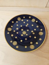 Kuchenplatte, Wandteller, Teller, Deko, Kobaltblau mit gold, Lichte, DDR 