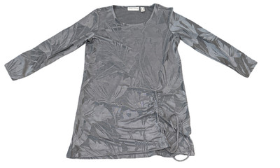 Susan Graver Grey Jacquard Knit 3/4 Sleeve Tunic Size XXS NIP