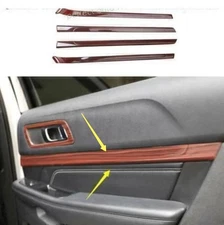 For Ford Explorer 11-2019 Wood Grain Inner Door Panel Bezel Cover Trim 4PCS