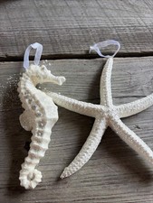 Beach Costal Nautical Christmas Ornament Lot 2 Seahorse Starfish