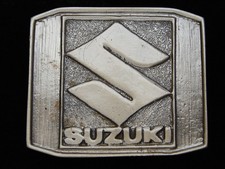 QI05131 NOS VINTAGE 1970s  SUZUKI  MOTORCYCLES PEWTER BELT BUCKLE