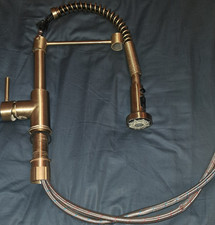 Brushed Bronze Pull-Down Kitchen Faucet, Single-Handle High Arc, Braided Hoses