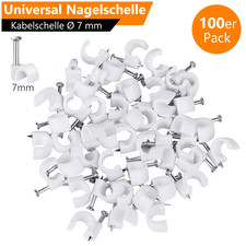 Universal Nagelschelle 7mm Kabelschelle Kabel Halter mit Nagel Befestigung Wei&szlig;