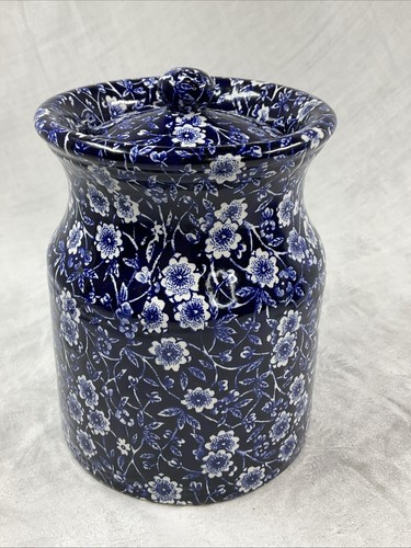 Burleigh Calico Blue Lidded Coffee Storage Jar Pot Canister Home Kitchen Drink - Picture 6 of 24