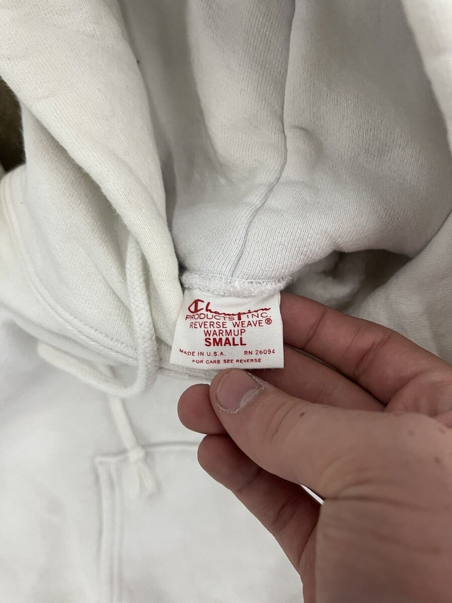 Vintage 70s Champion Reverse Weave Warmup White Hoodie Made Vintage 70s Champion Reverse Weave Warmup White Hoodie Made