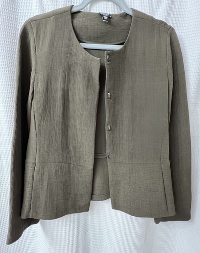 Eileen Fisher Blazer Jacke Langarm moosgrün Schößchen Gr. Petite Medium - Bild 6 von 8