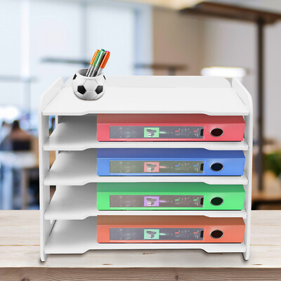 5-Tier File Trays Stackable Letter Tray Office Desk Paper Document Organizer