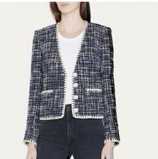 Veronica Beard Bosia Tweed Jacket Size 6 Blue NEW $748