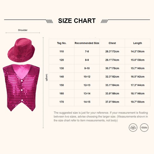 UK Boys Girls Sequins Vest Hip-Hop Street Dance Shirt Waistcoat Jacket with Hat - Picture 70 of 106