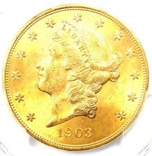 1903 Liberty Gold Double Eagle $20 Coin - PCGS MS65+ Plus Grade - $12,500 Value