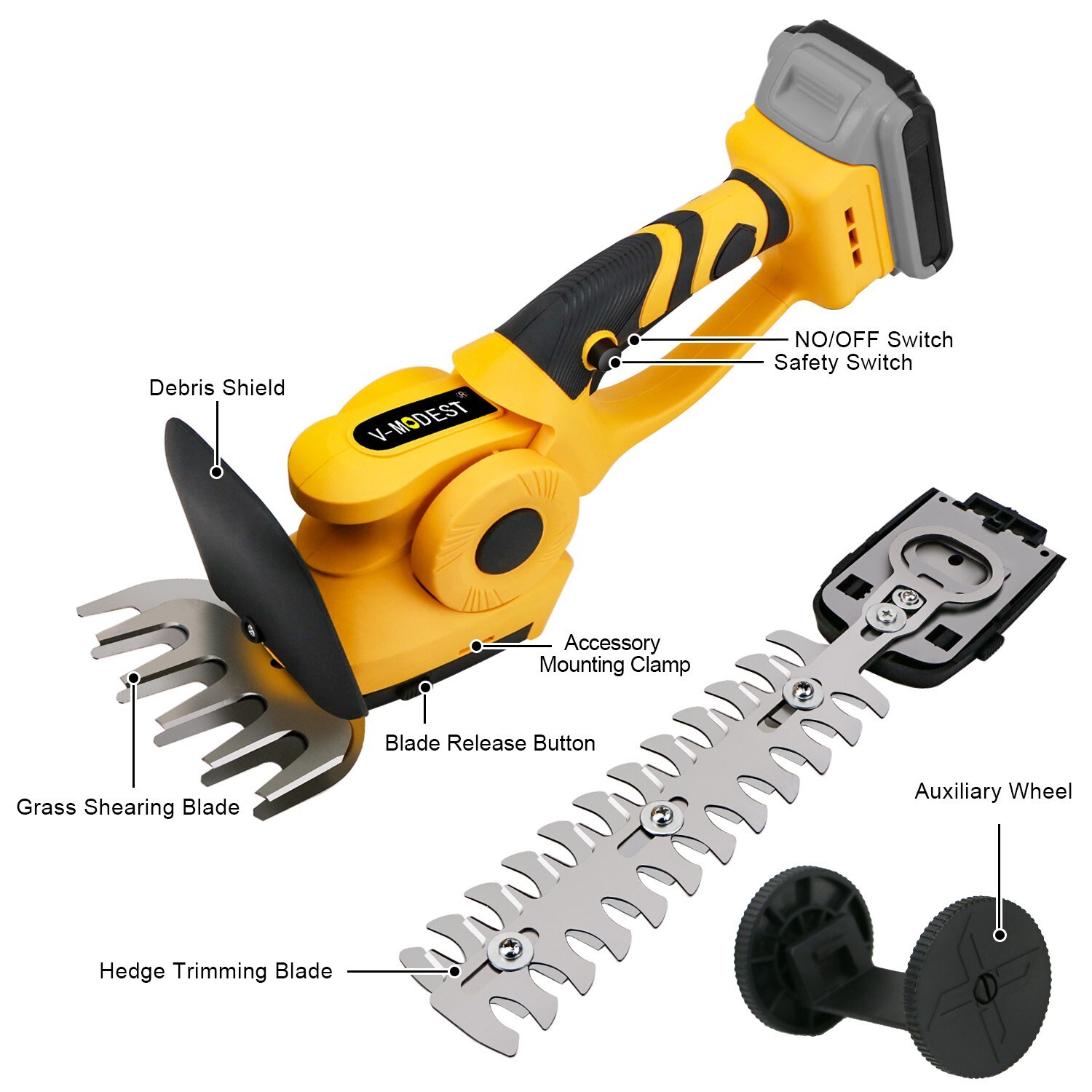 2-in-1 Cordless Hedge Shrubbery Trimmer Grass Shear For DeWALT 20V MAX Battery