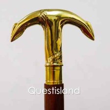 Walking Stick Ship Anchor Brass Handle Wooden Nautical Style Foldable Cane Colle