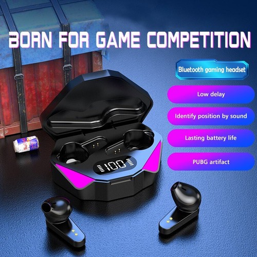 CUFFIE BLUETOOTH 5.0 AURICOLARI WIRELESS CON CUSTODIA LED RGB AUTO GAMING SPORT - Foto 5 di 11
