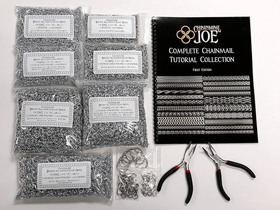 Complete Chainmail Kit - 20 Weave Tutorial Book, 23,000+ Rings(Over 4 Pounds), Foto 3 de 4