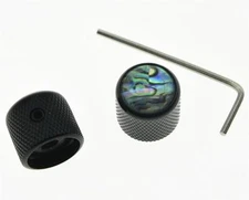 2x Set Screw Abalone Top Black Guitar Dome Knobs for Tele Telecaster Bass Knob