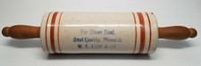 Antique Advertising Stoneware Rolling Pin W. E. LYON & CO. - Carthage, ILLINOIS