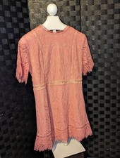Chicsoul women's plus sz 1X stretch lined lace trendy dress peach pink