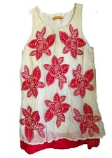 NWT $367 Alice Olivia Jewel Orange Shift dress Sz S Floral Embroidered Pleated