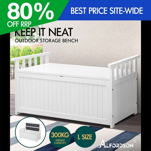 ALFORDSON Outdoor Storage Box Wooden Garden Bench Chest Tool Sheds