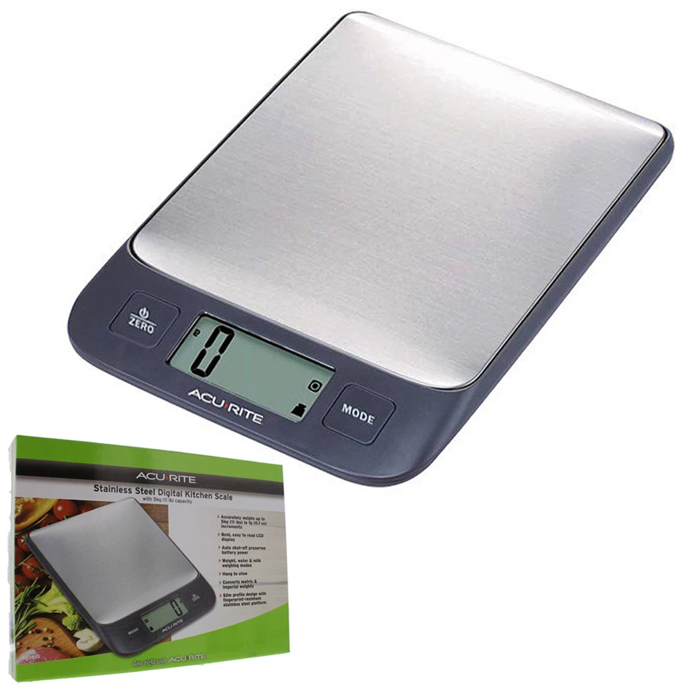 Genuine! ACURITE S/S Digital Kitchen Scale with 5kg Capacity LCD Display Black!
Opens in a new windo