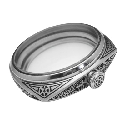 47mm Watch Case Movement Stainless Sculpture Black Pattern For ETA 6497 6498