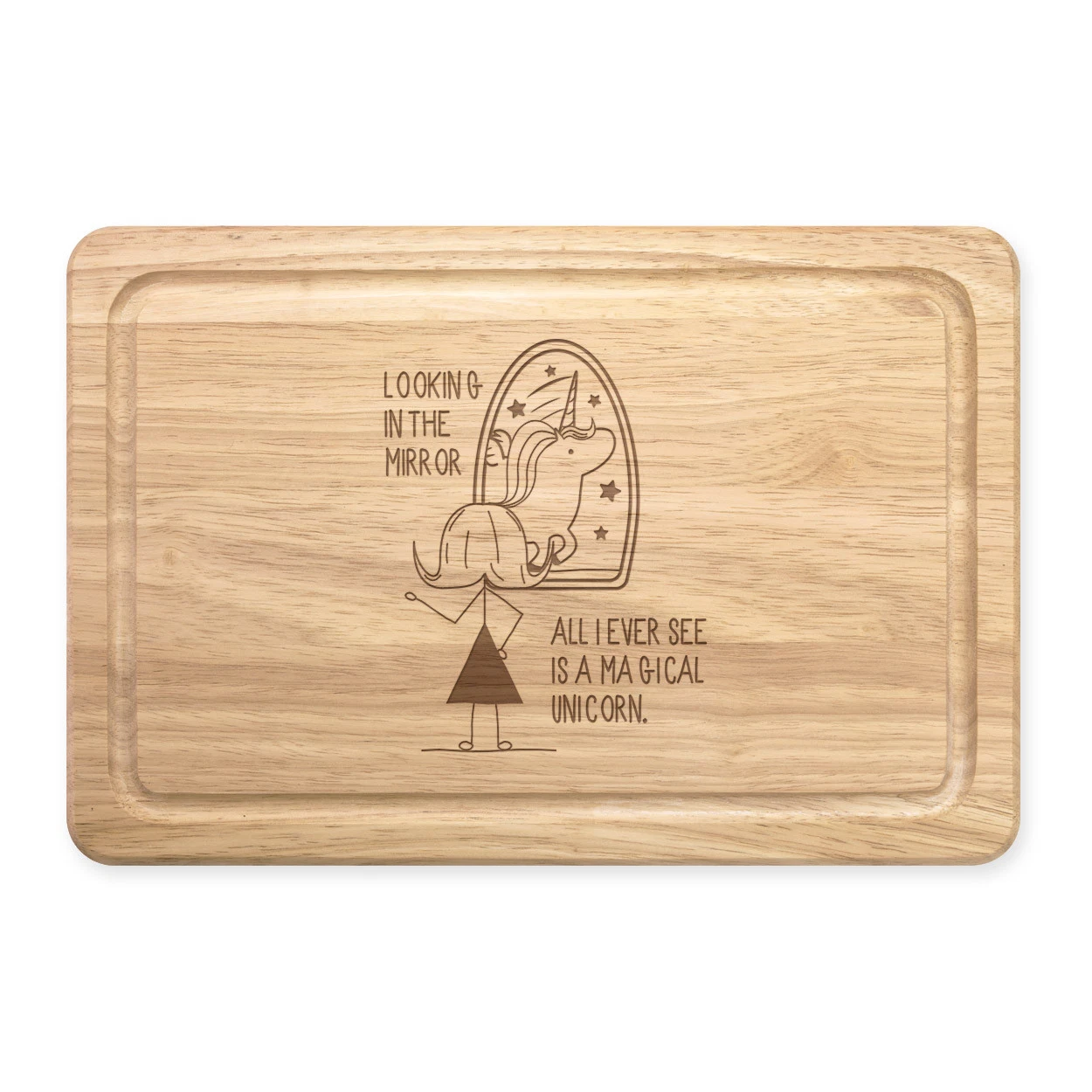 Looking In The Mirror I See A Magical Unicorn Rectangular Wooden Chopping Board