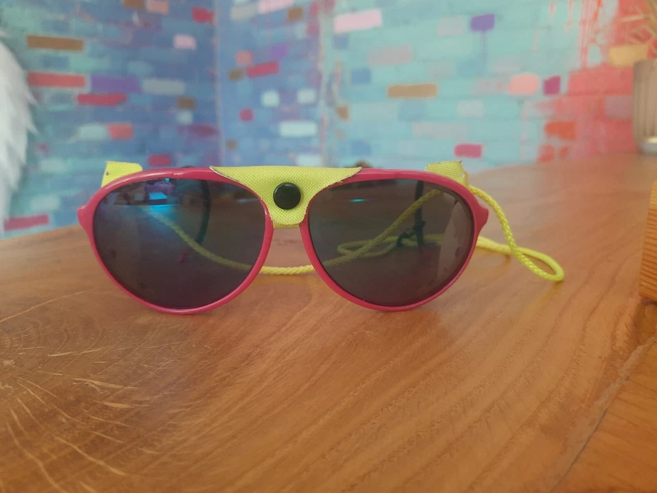 Gafas de sol vintage rosa neón Cebe glaciar escudos laterales montañismo Francia  Foto 3 de 4