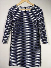 J Crew XS Size 2 Jet Set Go Shift dress Blue Black Geo EUC side zippers N26