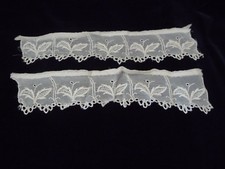  101B vtg CUFFS white sheer fabric dress sweater blouse eyelet cut embroidered