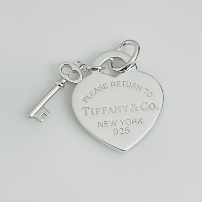 Return to Tiffany Heart Tag With Key Pendant or Charm in Sterling