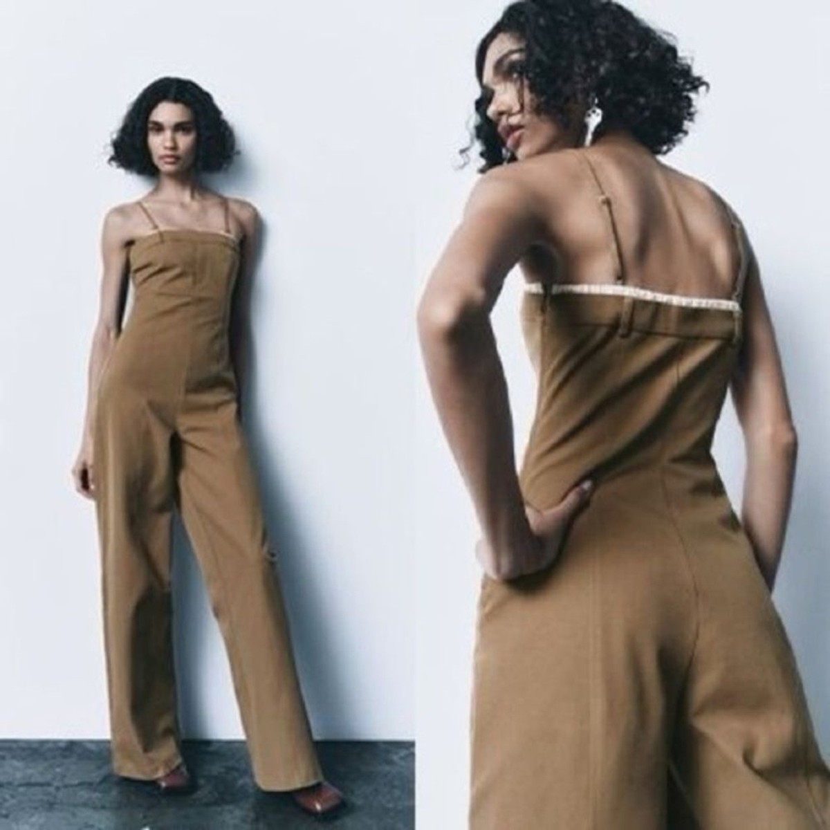 UNUSED WOOL×SILK JUMPSUIT 2 ラセットブラウン UNUSED WOOL×SILK