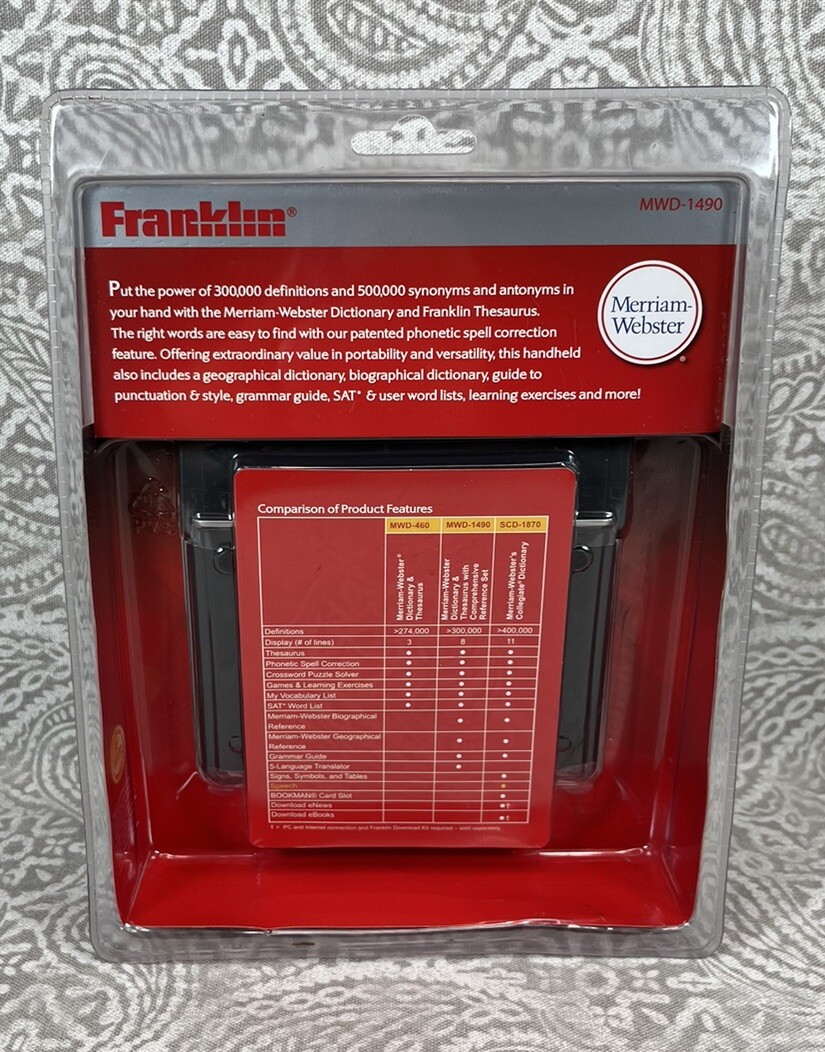 Small Dictionary And Thesaurus Franklin MWD-1450 Merriam Webster