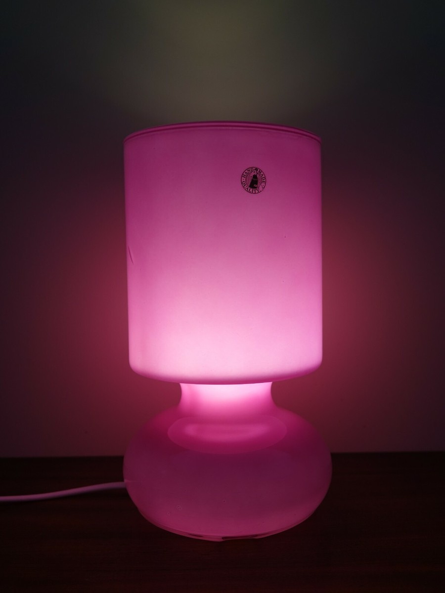 Vintage pink Lykta IKEA table lamp glass Space Age scandinavian handmade