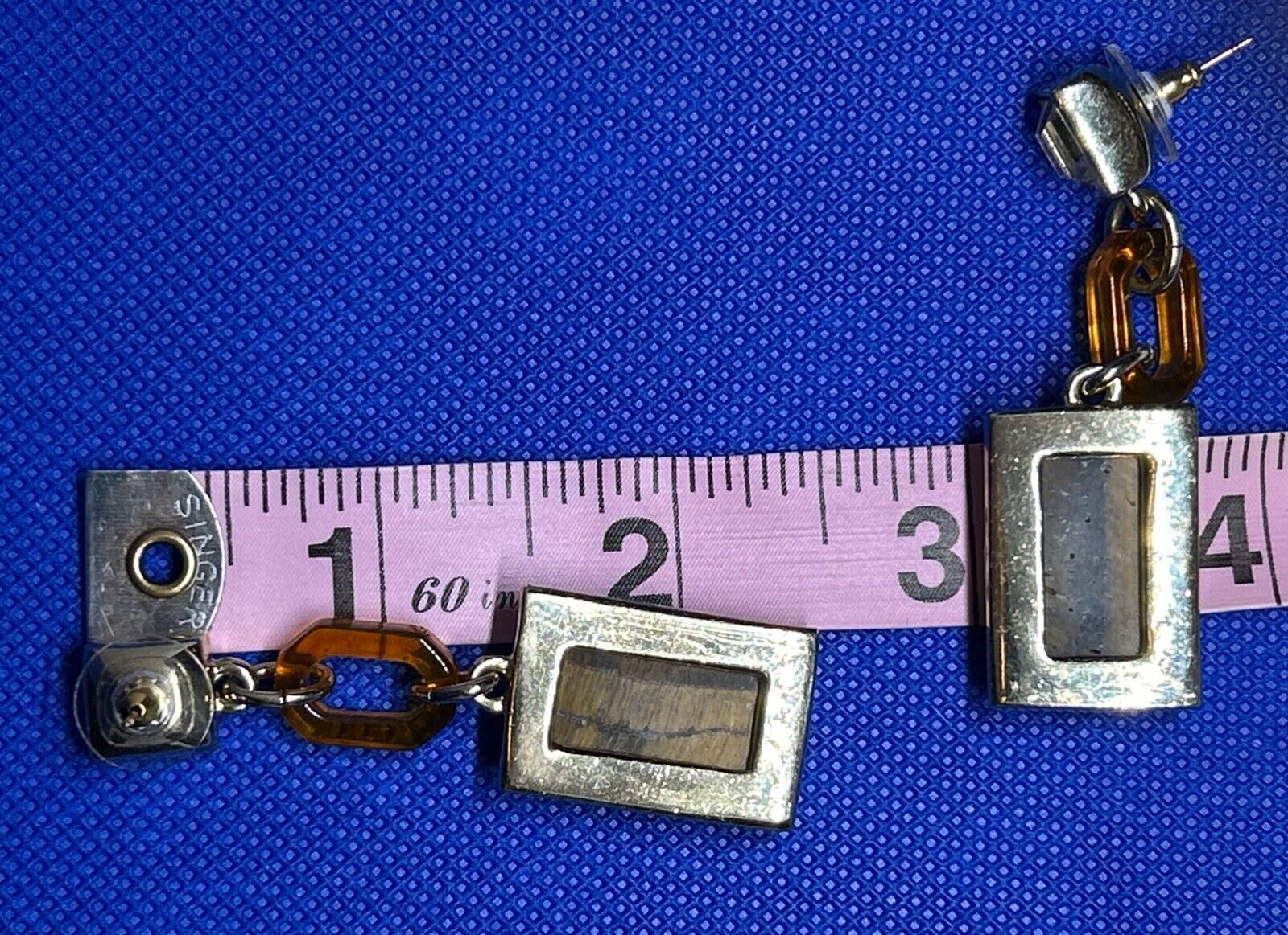 Tiger's Eye Rectangular Stone Dangle/Drop Earring… - image 8