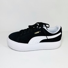 New Puma Suede Mayu Womens Platform Sneakers Black Size 9.5 NIB