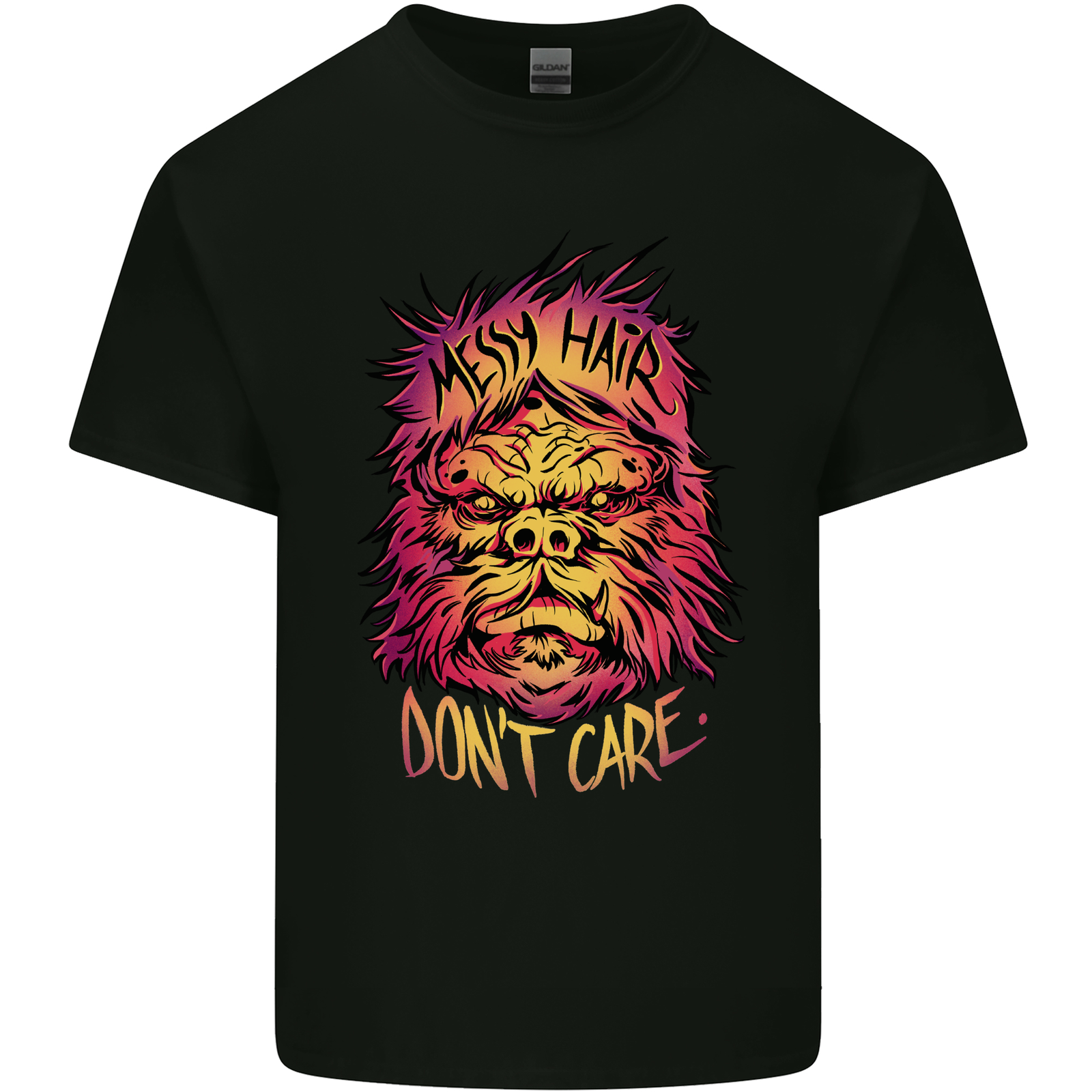 Bigfoot Messy Hair Don'T Care Funny Mens Cotton T-Shirt Tee Top