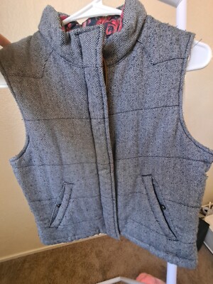  Levis Vest Womens Gray Herringbone Full Zip Wool Blend Insulated S