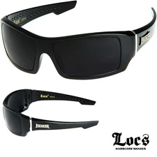 LOCS Rectangular Gangster Black Shades Mens Designer Sunglasses Cholo Dark Lens