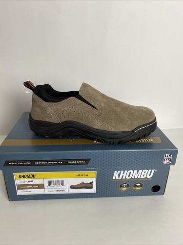 KHOMBU Liam Mens Memory Foam Slip On Water Resistant Shoes Brown Suede 